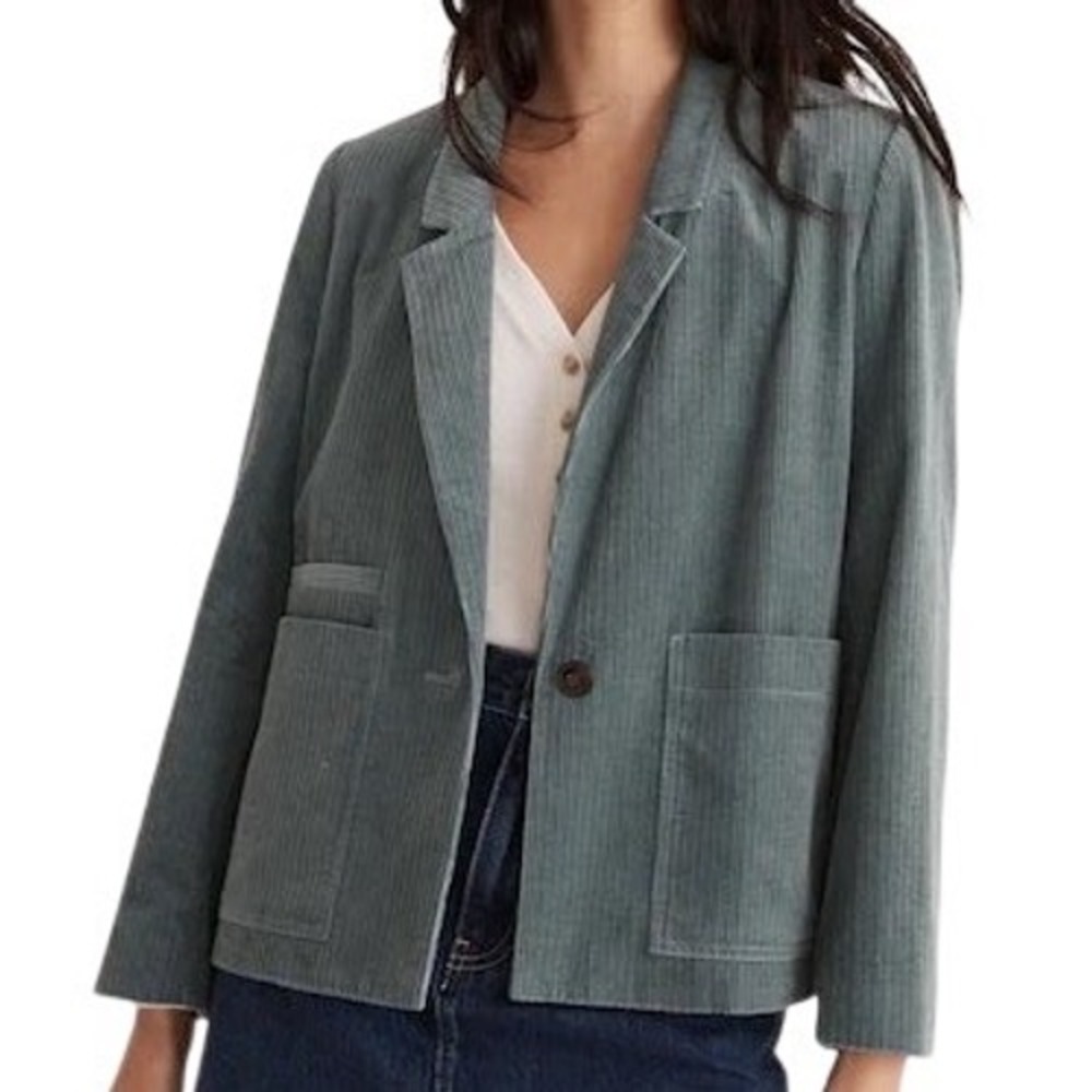NWT Madewell Womens Corduroy Crop Dorset Blazer Jacket Faded Shale Size Medium